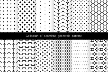 Collection of seamless geometric patterns. Vector loop