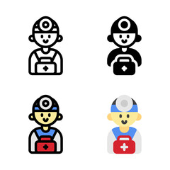 Obraz na płótnie Canvas Doctor with Heal Care Kit First Aid Icon, and illustration Vector