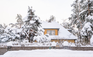 house in the snow