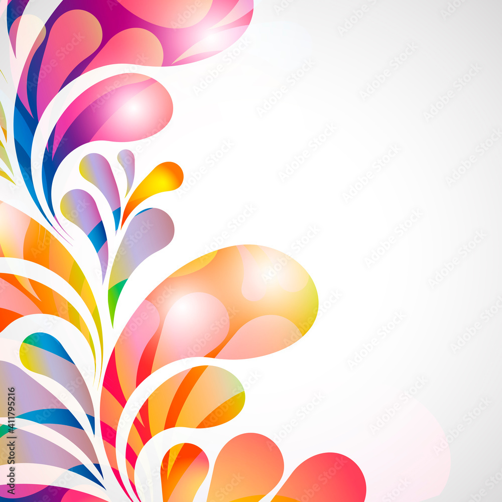 Poster abstract background with bright teardrop-shaped arches.
