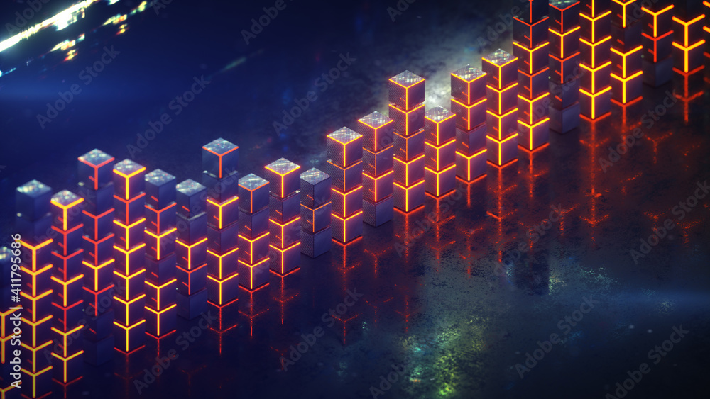Poster futuristic volume meter graph 3d render