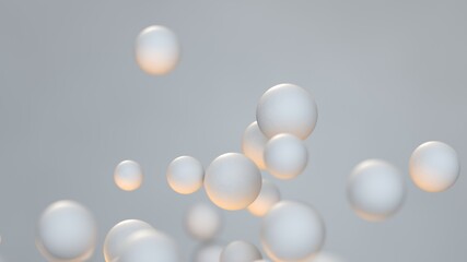 Airy white spheres. 3D render illustration