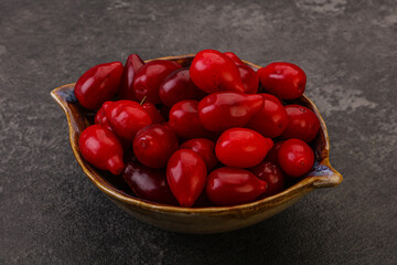 Sweet and ripe cornel berries