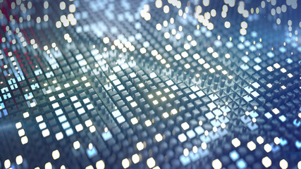 Obraz premium Sci-fi design with glowing cubes 3D render illustration