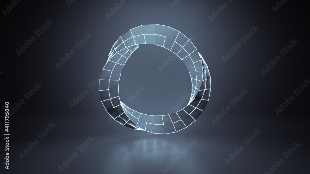 Poster twisted circle sci-fi shape 3d render