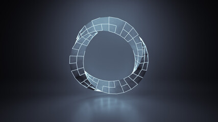 Twisted circle sci-fi shape 3D render