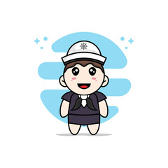 Cute business woman character wearing sailor costume.