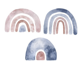 Watercolor abstract minimalistic rainbows neutral natural muted colors