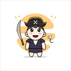 Obraz na płótnie Canvas Cute business woman character wearing Pirate costume.