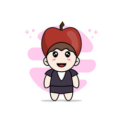 Cute business woman character wearing apple costume.