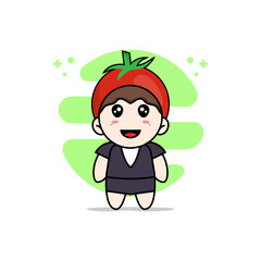 Obraz na płótnie Canvas Cute business woman character wearing tomato costume.