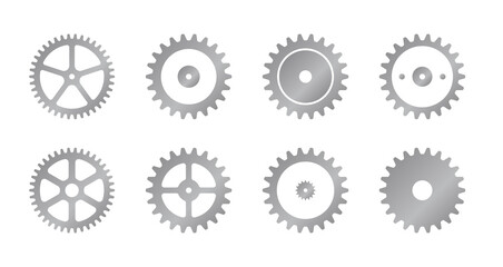 Machine gear, cogwheel vector icon illustration set  ( silver )