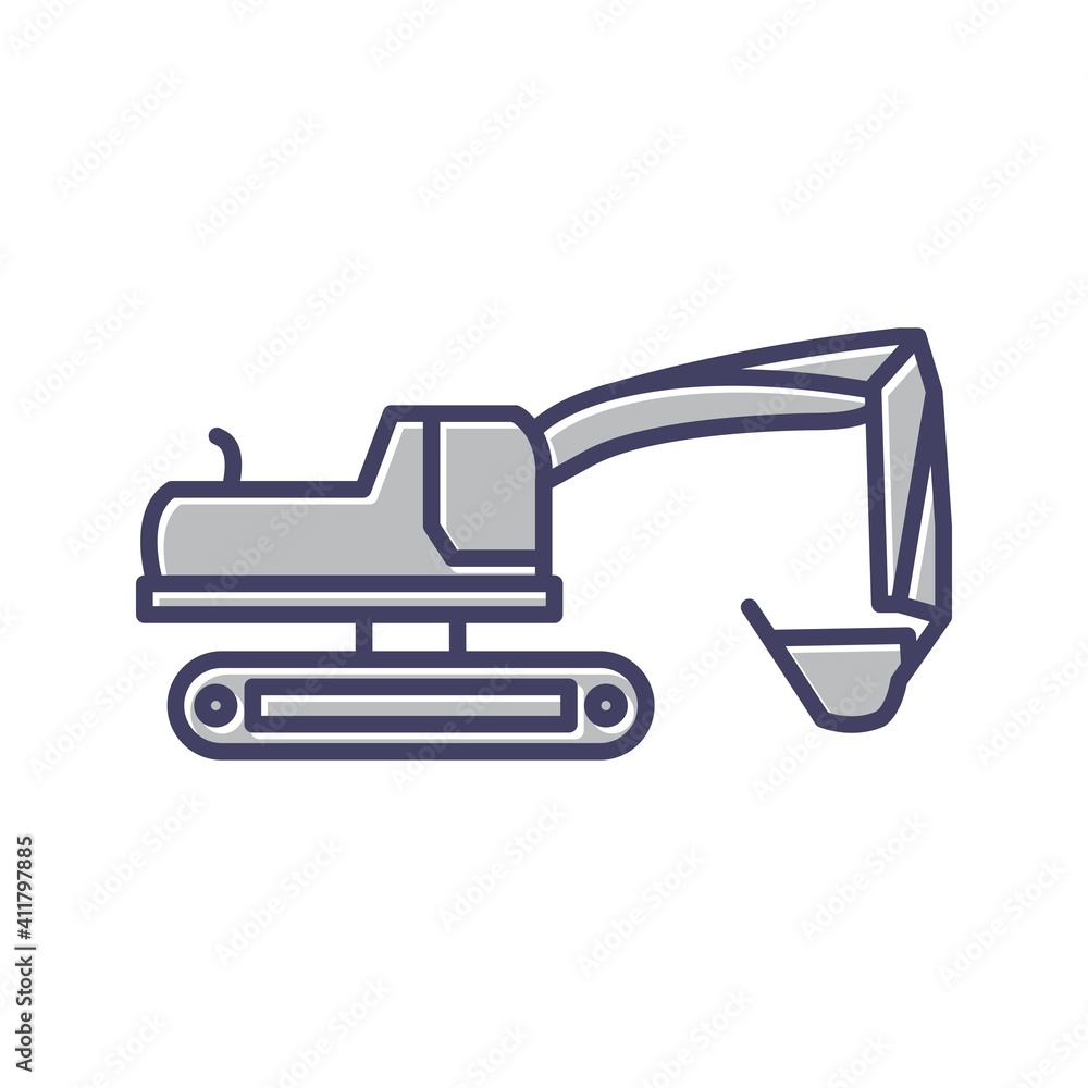 Poster unique excavator line vector icon