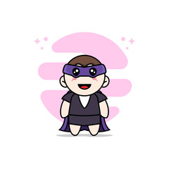 Cute business woman character wearing superhero costume.
