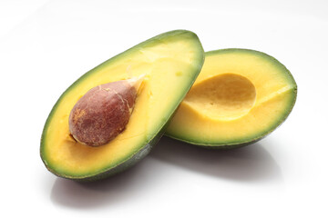 avocado with bone cut on a white background