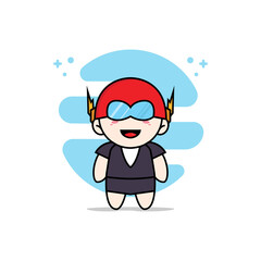 Cute business woman character wearing superhero costume.