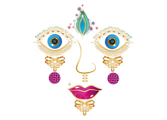 abstrakte Gesichtszüge aus goldenen Ornamenten