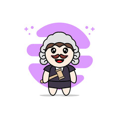 Obraz premium Cute business woman character wearing judge costume.