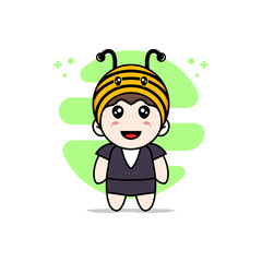 Obraz na płótnie Canvas Cute business woman character wearing bee costume.