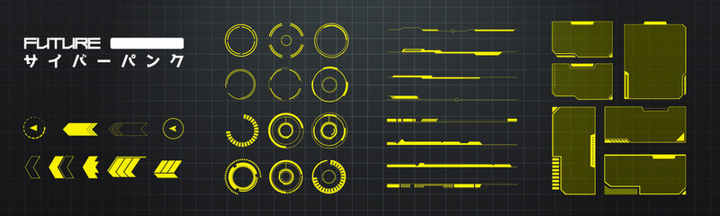 Information box bars and modern digital info frame layout templates. User Interface and Experience. Vector Illustration A set of frames, callouts for user menu interface elements in futuristic HUD © Marek