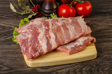 Raw pork ribs for cooking