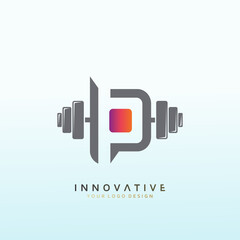 PB letter Fitness logo design. Dumbbell icon Vector logo design template.