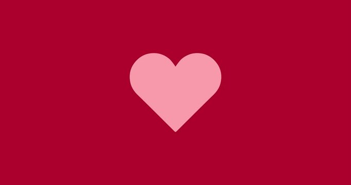 Pink beating heart on red background. On white background for Valentines day concept. The 14th of February. Useful for social media, banner, greeting cards, motion graphics, websites etc.