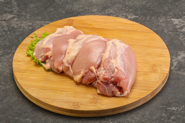 Raw chicken boneless and skinless leg