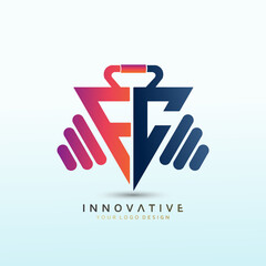 Health and Wellness Fitness logo design. Dumbbell icon Vector logo design template idea.