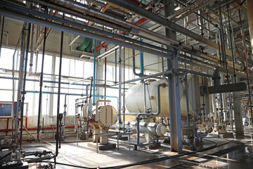 Modern granary with different equipment, inside view
