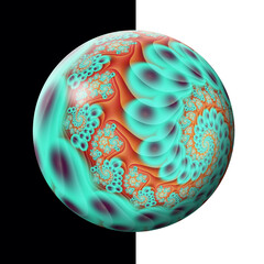 3D Glossy button with colorrful fractal pattern