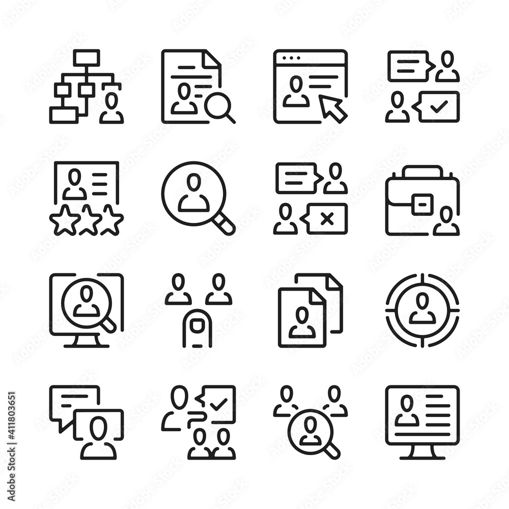 Poster headhunting line icons set. modern graphic design concepts, simple outline elements collection. vect