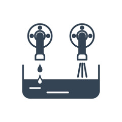 Vector black icon pouring water from a tap and mixing