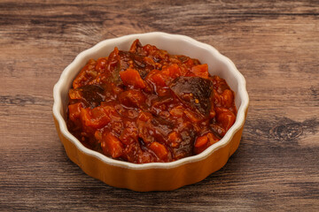 Eggplant saute with tomato and herbs