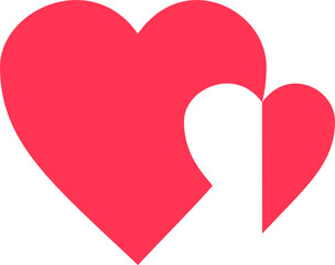 Double valentine hearts cut-out flat modern vector graphic icon illustration or clipart