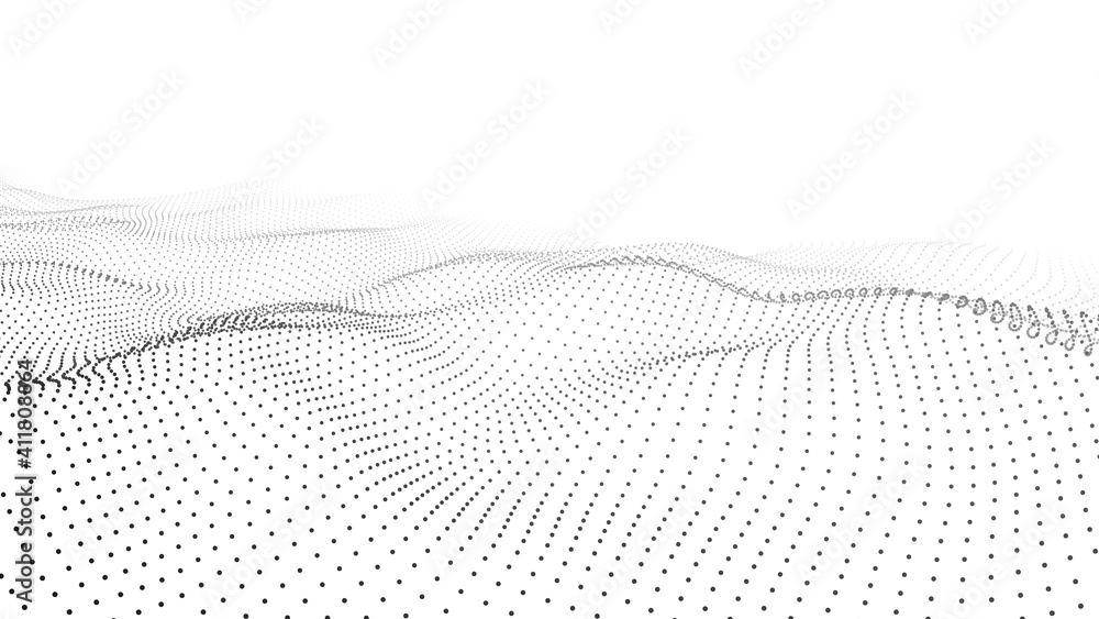 Poster Abstract gradient wave of particles. Big data. Digital background. Futuristic vector illustration.