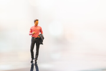 Miniature people : Businessman standding on empty space