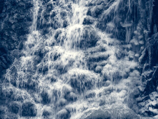 Ice waterfall close-up. Natural background.