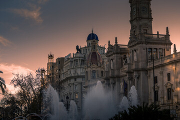 Naklejka premium Plaza del ayuntamiento de Valencia