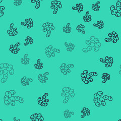 Black line Cactus icon isolated seamless pattern on green background. Vector.