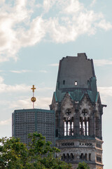 Church tower of Kaiser Wilhelm Gedaechtniskirche at Breitscheidplatz, Berlin