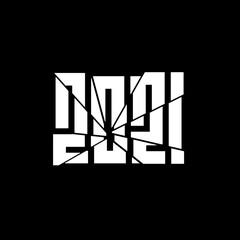 Happy new year 2021 illustration, isolated on black background