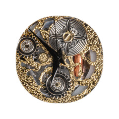 Dial with embossed decorations in gold and silver with black pointer