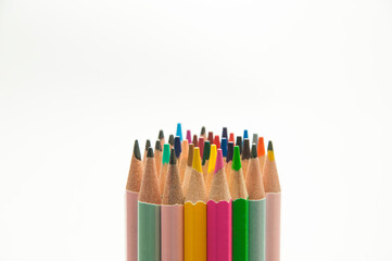 color pencils on white background