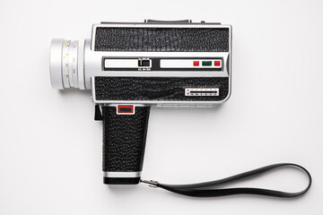 Old, retro, vintage  video camera over white background