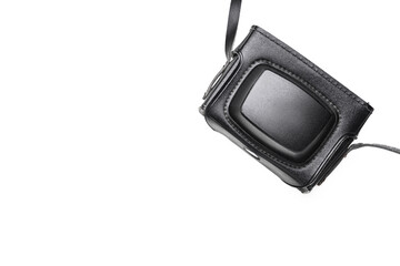 Old, retro, vintage  camera case over white background