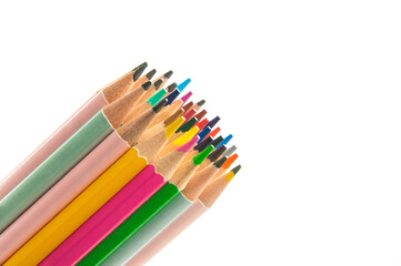 colored pencils on a white background. education concept. illustration of training.