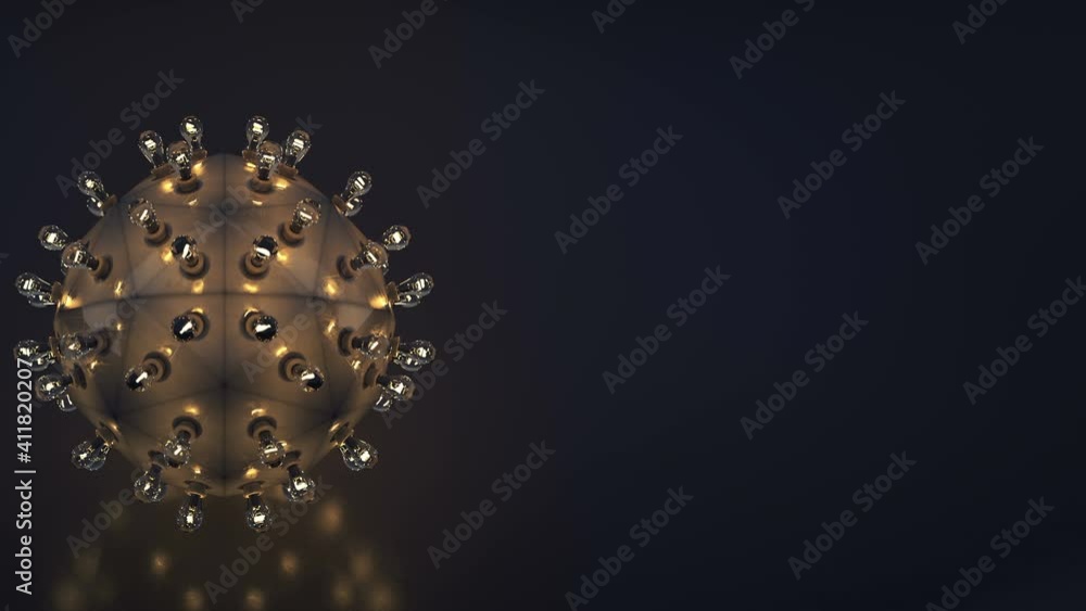 Aufkleber steampunk ball with light bulbs and free space. abstract technology concept. loopable 3d render anim
