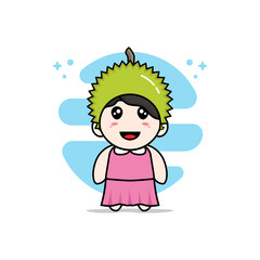 Obraz na płótnie Canvas Cute girl character wearing durian costume.