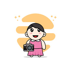 Cute girl character holding a camera.